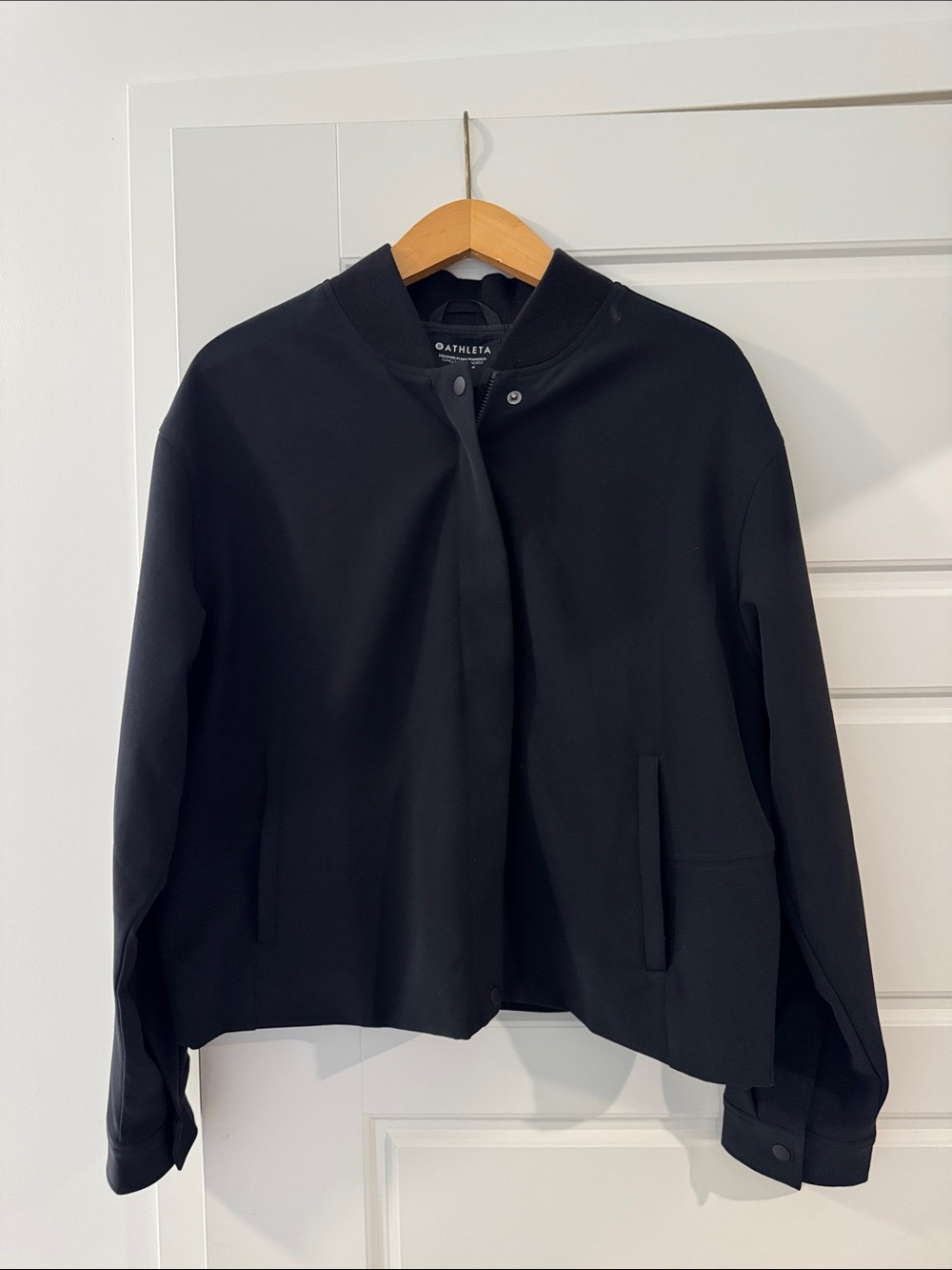 Athleta Women's Black Bomber Jacket - Minimalist Lightweight Coat